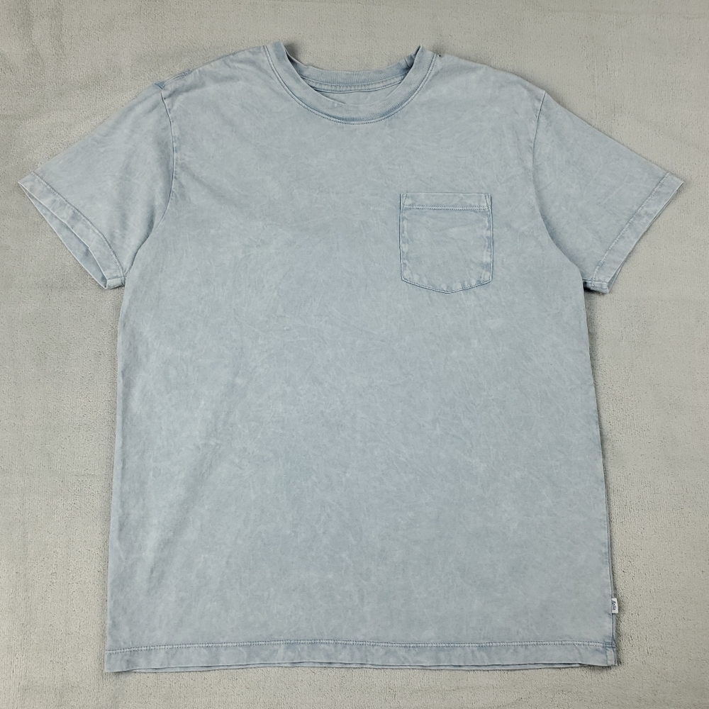 Katin T Shirt Mens Medium Organic Cotton Acid Wash Chest Pocket Crewneck Blue